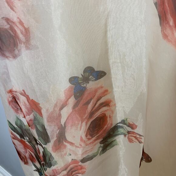 Womens Retro Romantic Floral Burgundy Crochet Lace Fitted Bodice Dress Medium - Picture 10 of 13